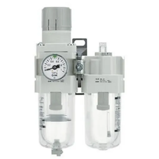 SMC G 1/2 Filter Regulator Lubricator, 5µ Filtration Size Integrated Pressure Gauge - AC40A-F04G-A product image