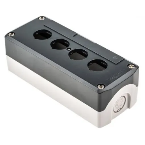 Schneider Electric Grey Plastic Harmony XALD Control Station Enclosure - 4 Hole 22mm Diameter - XALD04 product image