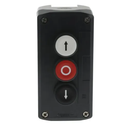 Schneider Electric Spring Return Enclosed Push Button - SPST, Polycarbonate, 3 Cutouts, Black, Red, White, Yes, IP66, - XALD324 product image
