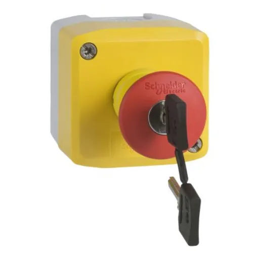 Schneider Electric Harmony XALK Series Key Release Emergency Stop Push Button, Surface Mount, 22mm Cutout, 2NC, IP66, - XALK188F product image
