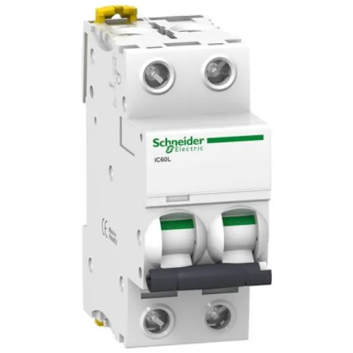 Schneider Electric A9F A9F MCB, 2P, 1.6A Curve K, 500V AC, 125V DC, 400 V Breaking Capacity - A9F95272 product image