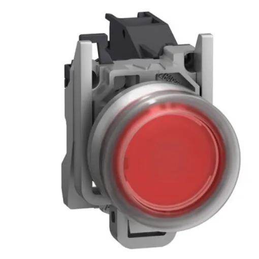Schneider Electric XB4B Series Push Button Switch, Spring Return, Through Hole, 22mm Cutout, SPST, Red LED, 415V, IP66 - XB4BP482GEX product image