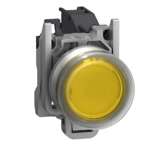 Schneider Electric XB4B Series Push Button Switch, Spring Return, Through Hole, 22mm Cutout, 1NO, Yellow LED, 415V, IP66 - XB4BP51GEX product image