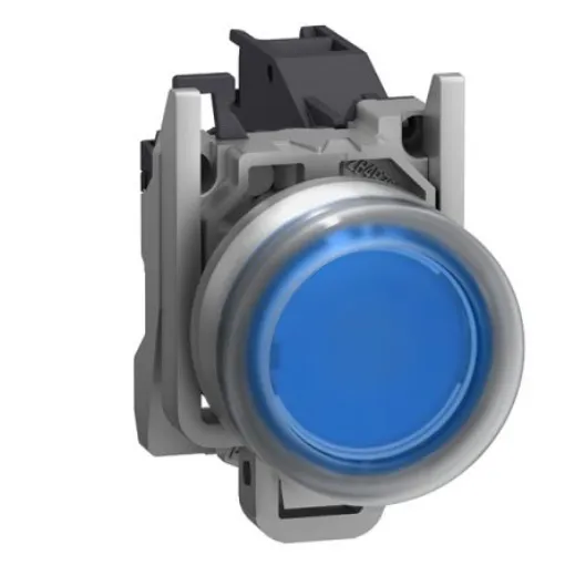 Schneider Electric XB4B Series Push Button Switch, Spring Return, Through Hole, 22mm Cutout, 1NO, Blue LED, 415V, IP66 - XB4BP681GEX product image