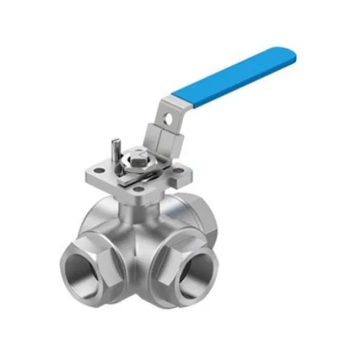 Festo Stainless Steel Ball Valve, Ball Valve, Threaded, NPT 1 NPTin, 20mm, 63bar Operating Pressure - VZBE-1-T-63-F-3L-F05-M-V15V15 product image