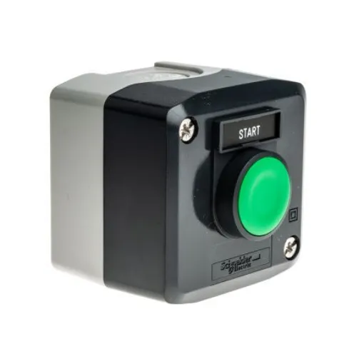 Schneider Electric Spring Return Enclosed Push Button - SPST, Polycarbonate, Green, START, IP66, IP67, IP69K - XALD101H29 product image