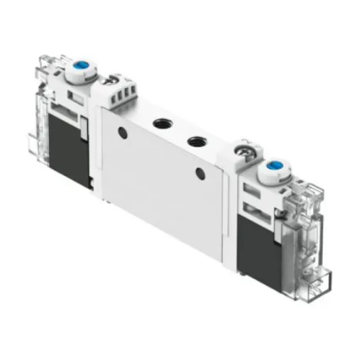 Festo 2x3/2-Way, Monostable, Open Pneumatic Solenoid Valve - Electrical M5 VUVG Series 24V - VUVG-L10-T32U-AT-M5-1H2L-F1A product image