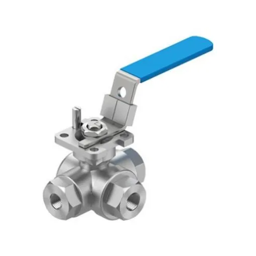 Festo Stainless Steel Ball Valve, Ball Valve, Threaded, NPT 1/4 NPTin, 11mm, 63bar Operating Pressure - VZBE-1/4-T-63-F-3L-F04-M-V15V15 product image