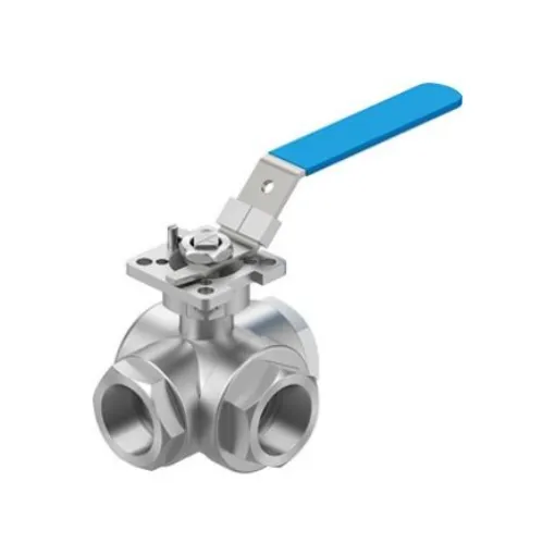 Festo Stainless Steel Ball Valve, Ball Valve, Threaded, NPT 1 1/2 NPTin, 32mm, 63bar Operating Pressure - VZBE-11/2-T-63-F-3T-F0507-M-V15V15 product image
