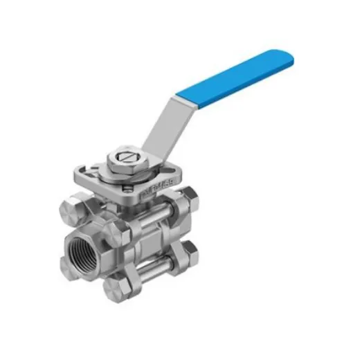 Festo Stainless Steel Ball Valve, Ball Valve, Threaded, NPT 1/2 NPTin, 15mm, 63bar Operating Pressure - VZBE-1/2-T-63-T-2-F0304-M-V15V15 product image