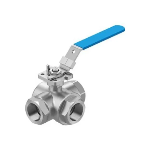 Festo Stainless Steel Ball Valve, Ball Valve, Threaded, NPT 1 1/4 NPTin, 25mm, 63bar Operating Pressure - VZBE-11/4-T-63-F-3L-F05-M-V15V15 product image