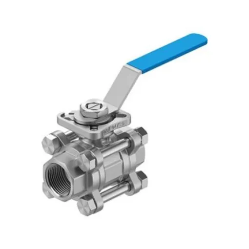 Festo Stainless Steel Ball Valve, Ball Valve, Threaded, NPT 3/4 NPTin, 20mm, 63bar Operating Pressure - VZBE-3/4-T-63-T-2-F0304-M-V15V15 product image