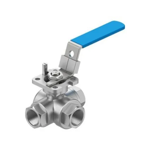 Festo Stainless Steel Ball Valve, Ball Valve, Threaded, NPT 1/2 NPTin, 12.7mm, 63bar Operating Pressure - VZBE-1/2-T-63-F-3L-F04-M-V15V15 product image