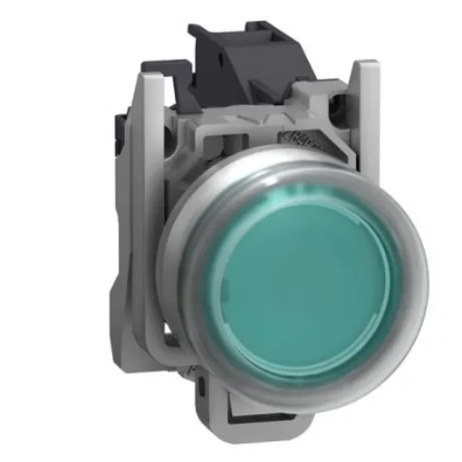 Schneider Electric XB4B Series Push Button Switch, Spring Return, Through Hole, 22mm Cutout, 1NO, Green LED, 415V, IP66 - XB4BP381GEX product image