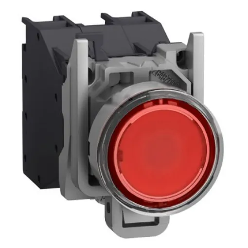 Schneider Electric XB4B Series Push Button Switch, Spring Return, Through Hole, 22mm Cutout, SPST, Red LED, 415V, IP66 - XB4BP483BM5GEX product image