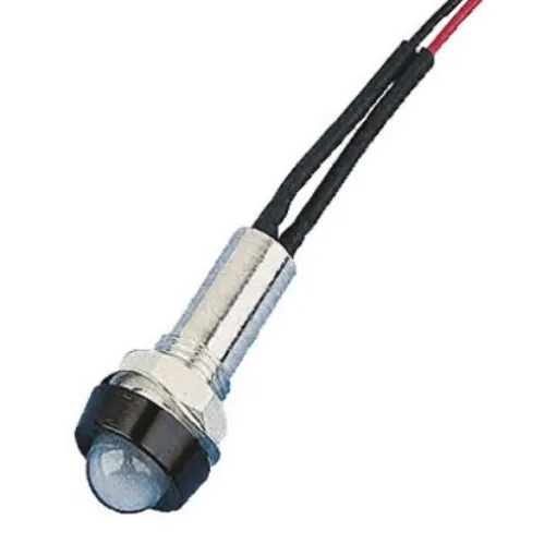Oxley Blue Panel Mount Indicator, 24V, 8mm Mounting Hole Size, Lead Wires Termination, IP67 - STR/LH/8/24/FL30/BE product image