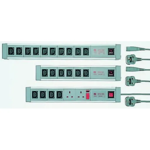 RS PRO IEC C13 10 Gang Power Distribution Unit, 2m Cable, 10A, 230 V acRCD Protected, Fused - 374137 product image