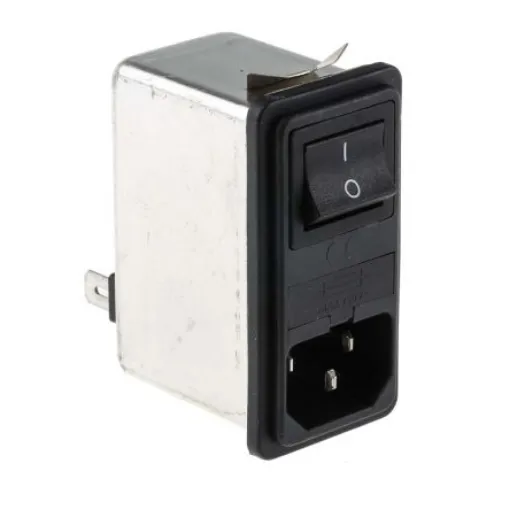 RS PRO 2A, 250 V ac Male Snap-In IEC Filter 2 Pole, Faston 1 Fuse - 3864194 product image