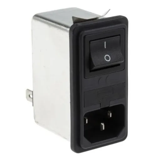 RS PRO 6A, 250 V ac Male Snap-In IEC Filter 2 Pole, Faston 1 Fuse - 3864217 product image
