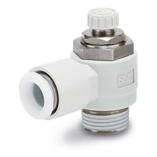 SMC AS-FG Series Threaded Speed Controller, R 1/4 Male Inlet Port x 4mm Tube Outlet Port, AS2201FG-02-04S product image