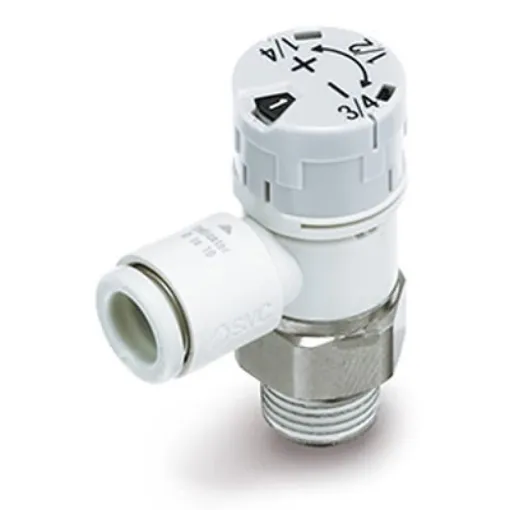 SMC AS-FSA Series Threaded Speed Controller, R 1/4 Male Inlet Port x 8mm Tube Outlet Port, AS3201FS-02-08SA product image