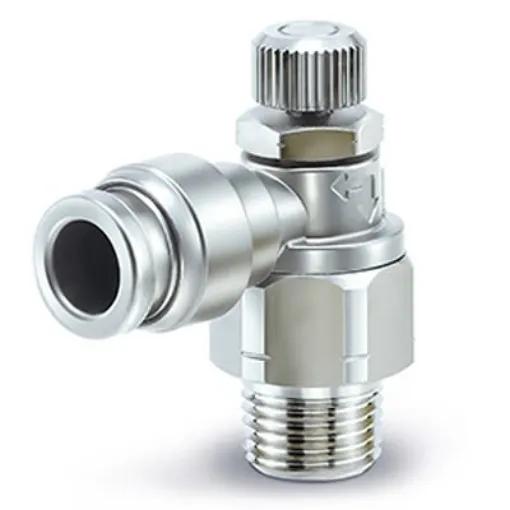 SMC ASG Series Threaded Speed Controller, R 1/8 Male Inlet Port x 6mm Tube Outlet Port, ASG2201-01-06 product image