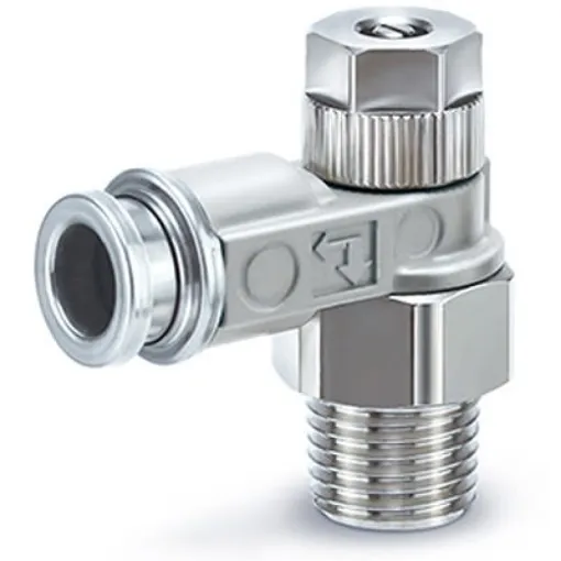 SMC ASB-D Series Threaded Speed Controller, R 1/4 Male Inlet Port x 8mm Tube Outlet Port, ASB2201-02-08SD product image