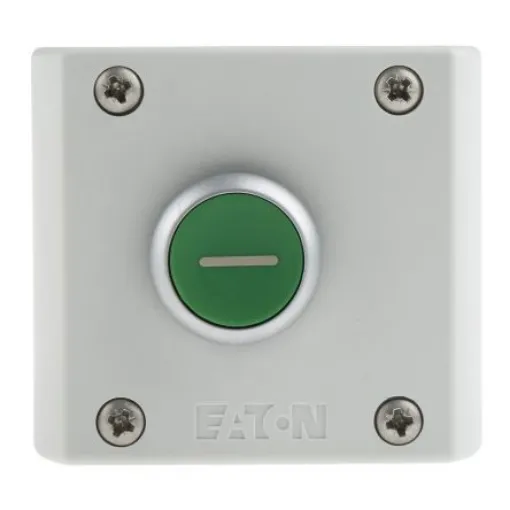 Eaton Momentary Enclosed Push Button - SPDT, Plastic, 1 Cutouts, Green, I, IP69K - 216522 M22-D-G-X1/KC11/I product image