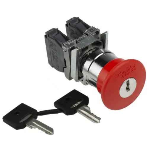 Schneider Electric Harmony XB4 Series Key Release Emergency Stop Push Button, Panel Mount, 22mm Cutout, SPDT, IP66, - XB4BS9445 product image