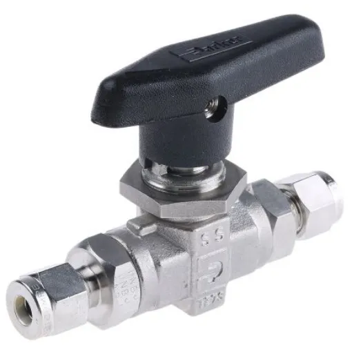Parker Stainless Steel 2 Way, Ball Valve, Compression, 1/4in - 4A-B6LJ2-SSP product image