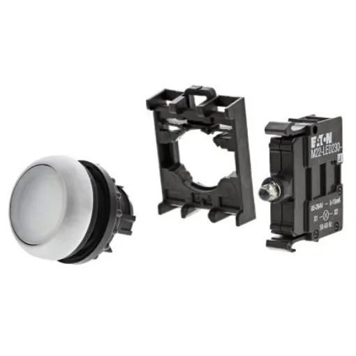 Eaton RMQ Titan M22 Series White Illuminated Momentary Push Button Head, 22mm Cutout, IP69K - 78639211 M22-DL-W+M22-A+M22-LED230-W product image