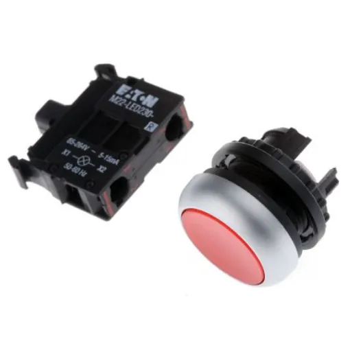 Eaton RMQ Titan M22 Series Red Illuminated Momentary Push Button Head, 22mm Cutout, IP69K - 78639212 M22-DL-R+M22-A+M22-LED230-R product image