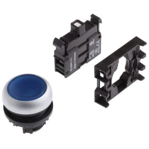 Eaton RMQ Titan M22 Series Blue Illuminated Momentary Push Button Head, 22mm Cutout, IP69K - 78639215 M22-DL-B+M22-A+M22-LED230-B product image