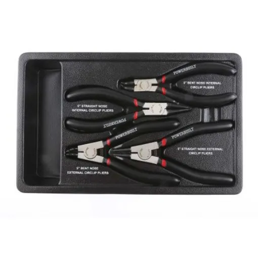RS PRO 4-Piece Circlip Plier Set, Bent, Straight Tip, 250 mm Overall - 4806802 product image