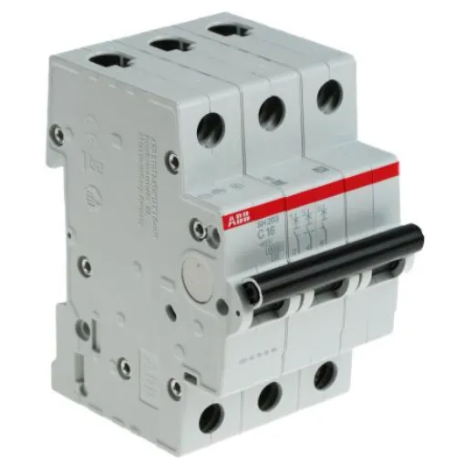 ABB Compact Home SH200 MCB, 3P, 16A Curve C, 440V AC, 6 kA Breaking Capacity - 2CDS213001R0164  SH203-C16 product image