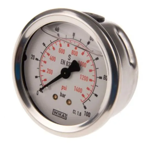 WIKA G 1/4 Analogue Pressure Gauge 100bar Back Entry 63mm Outside Diameter - 46852703 product image