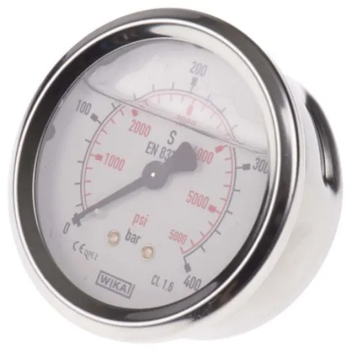 WIKA G 1/4 Analogue Pressure Gauge 400bar Back Entry 63mm Outside Diameter - 9314203 product image