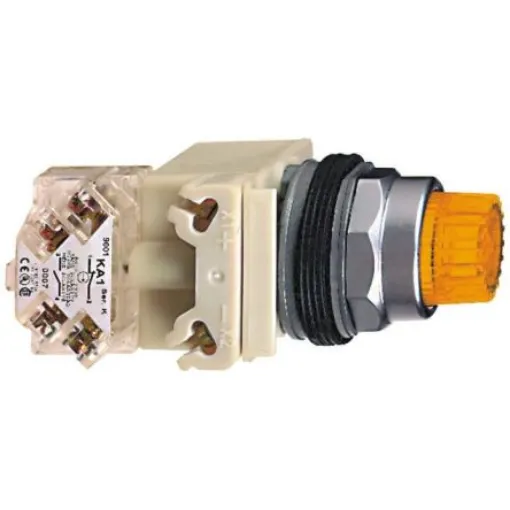 Schneider Electric Harmony 9001K Series Illuminated Push Button, Panel Mount, 30mm Cutout, SPDT, IP66 - 9001K2L38LYAH13 product image