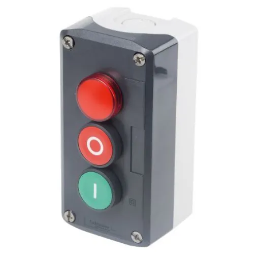 Schneider Electric Spring Return Enclosed Push Button - SPST, SPST, Polycarbonate, Green, Red, I/O, IP66, IP67 - XALD363B product image