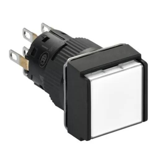 Schneider Electric Harmony XB6 Series Illuminated Push Button, Snap Action, Panel Mount, 16mm Cutout, DPDT, White LED, - XB6ECW1B2P product image