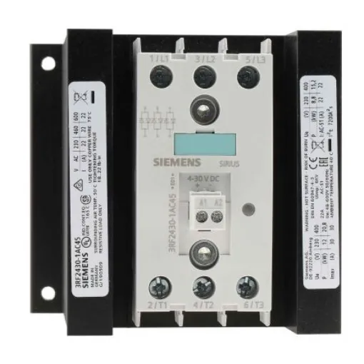 Siemens 3RF2 Series Solid State Relay, 30 A Load, DIN Rail Mount, 600 V Load, 30 V dc Control - 3RF2430-1AC45 product image