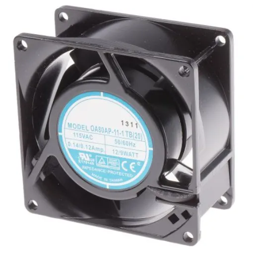 RS PRO Axial Fan, 115 V ac, AC Operation, 51m³/h, 9W, 120mA Max, 80 x 80 x 38mm - 6196977 product image