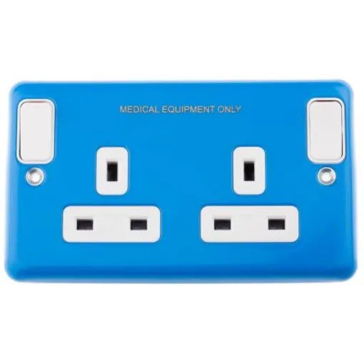 MK Electric Albany Plus Blue 2 Gang Plug Socket, 2 Poles, 13A, Type G - British, Indoor Use - K2947CE BLU product image