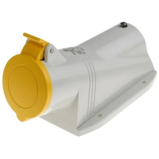 Scame IP44 Yellow Wall Mount 2P + E Right Angle Industrial Power Socket, Rated At 32A, 110 V - 513.3250 product image