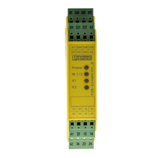 Phoenix Contact PSRclassic PSR-SPP-24UC/ESAM4/3X1/1X2/B Emergency Stop Safety Relay, 24V ac/dc, Dual-Channel, 3 Safety - 2900510 product image