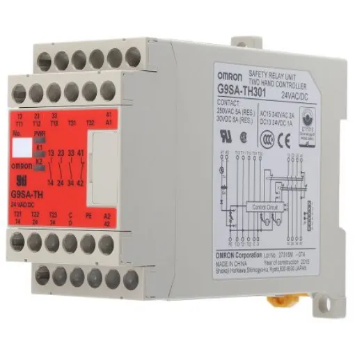 Omron G9SA Two Hand Control Safety Relay, 24V ac/dc, Dual-Channel, 3 Safety Contacts - G9SA-TH301 AC/DC24 product image
