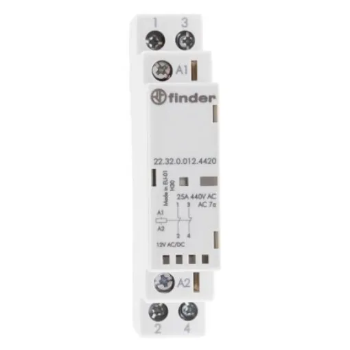 Finder 22 Series Contactor, 12 V dc Coil, 2-Pole, 25 A, 2NC, 250 V ac, 440 V ac - 22.32.0.012.4420 product image