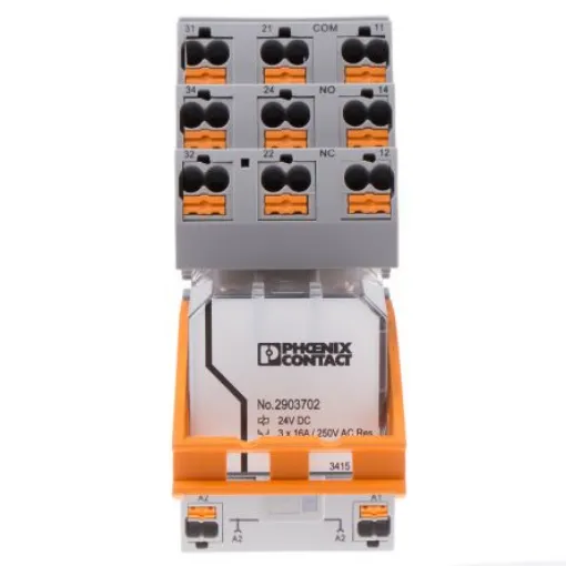 Phoenix Contact RIF Series Interface Relay, DIN Rail Mount, 24V dc Coil, 3PDT, 3-Pole - 2903278 product image