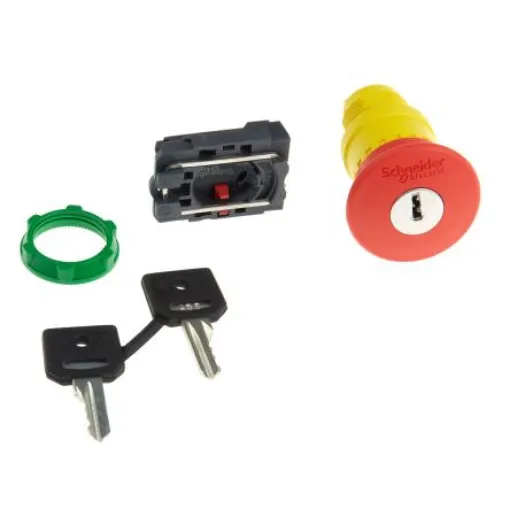 Schneider Electric Harmony XB5 Series Key Release Emergency Stop Push Button, Panel Mount, 22mm Cutout, 1NC - XB5AS9442 product image