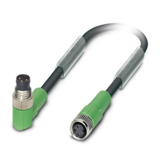 Phoenix Contact Straight Female 3 way M8 to Right Angle Male 3 way M8 Sensor Actuator Cable, 300mm - 1682029 product image